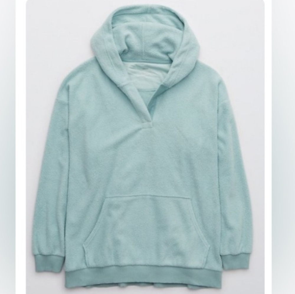 Aerie Snowed - In Fleece Cozy Light Blue Hoodie - XS Oversized